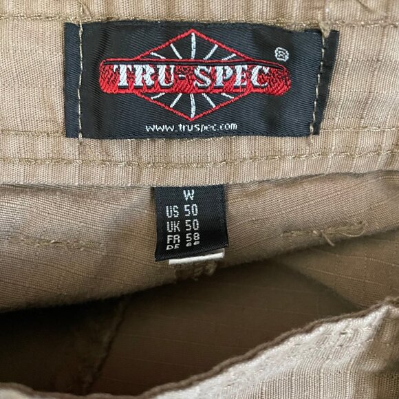 Tru-Spec Cargo Shorts Mens 50 Brown Ripstop Blend Elastic Waist Tactical - Picture 5 of 7